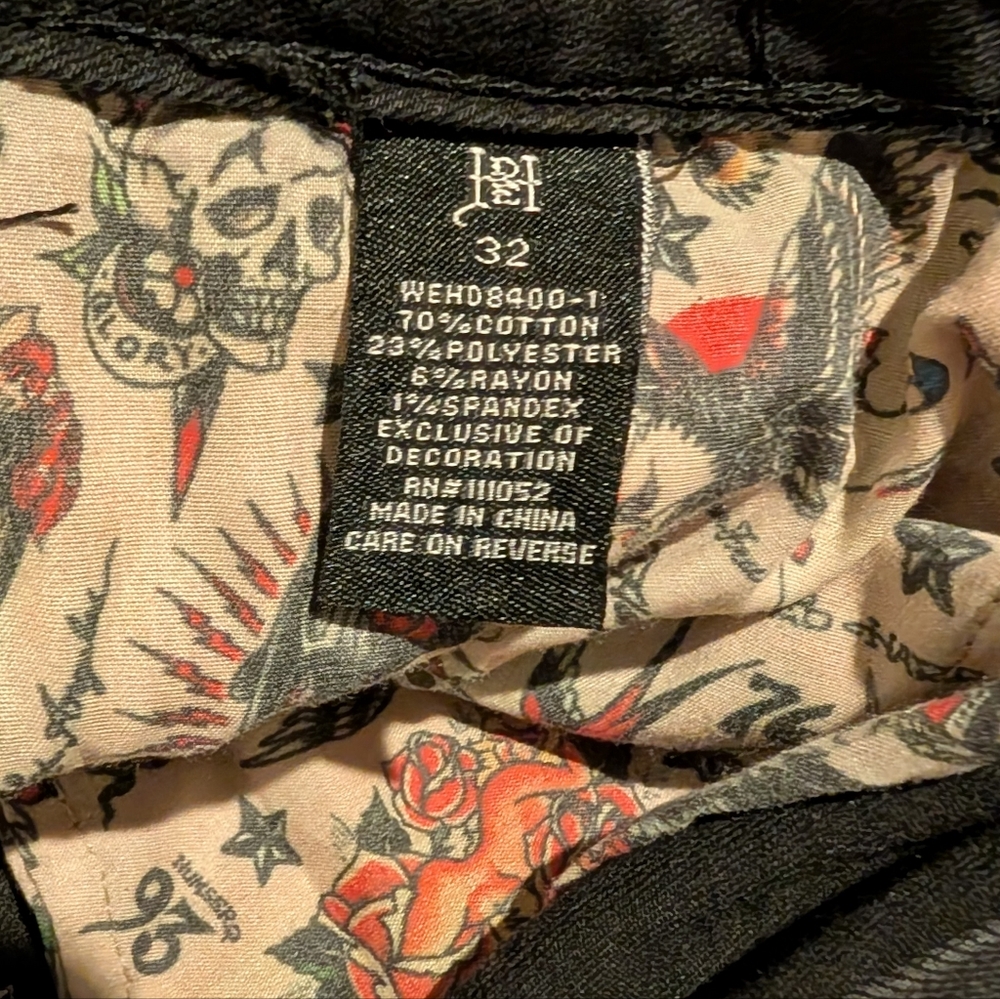 Ed Hardy Black Flared Jeans with Tiger Embroidery - 32 - Picture 7 of 13